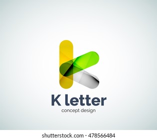 Vector k letter logo, abstract geometric logotype template, created with overlapping elements