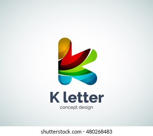 Logotipo de letra vectorial k, plantilla de logotipo geométrico abstracto, creada con elementos superpuestos