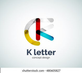 Logotipo de letra vectorial k, plantilla de logotipo geométrico abstracto, creada con elementos superpuestos