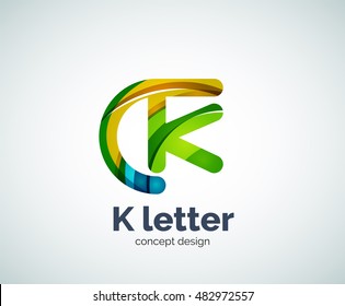 Vector k letter logo, abstract geometric logotype template, created with overlapping elements