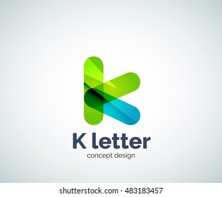 Logotipo de letra vectorial k, plantilla de logotipo geométrico abstracto, creada con elementos superpuestos