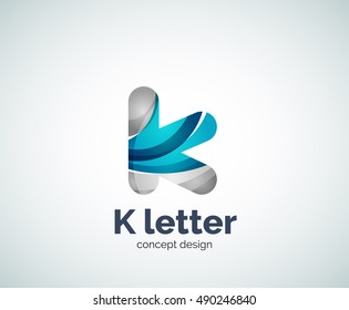 Logotipo de letra vectorial k, plantilla de logotipo geométrico abstracto, creada con elementos superpuestos