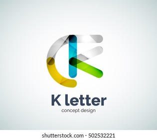Logotipo de letra vectorial k, plantilla de logotipo geométrico abstracto, creada con elementos superpuestos