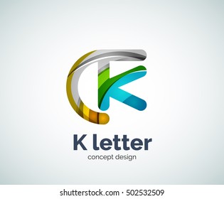 Vector k letter logo, abstract geometric logotype template, created with overlapping elements