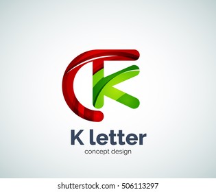 Logotipo de letra vectorial k, plantilla de logotipo geométrico abstracto, creada con elementos superpuestos