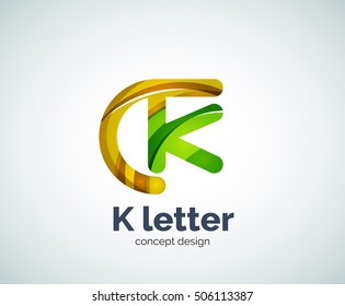 Vector k letter logo, abstract geometric logotype template, created with overlapping elements