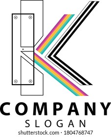 Vector K Logo in Futuristic Shape. Company Branding.