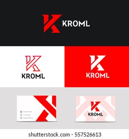 Vector K logo letter sign company icon with brand business card