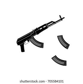 Vector kalashnikov assault rifle icon on white background