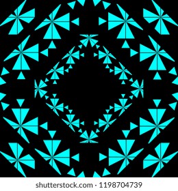 Vector kaleidoscope pattern with blue colors. Abstract geometric background for fashion print and textile wrapping. Good also for wallpaper.