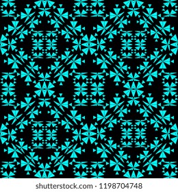Vector kaleidoscope pattern with blue colors. Abstract geometric background for fashion print and textile wrapping. Good also for wallpaper.