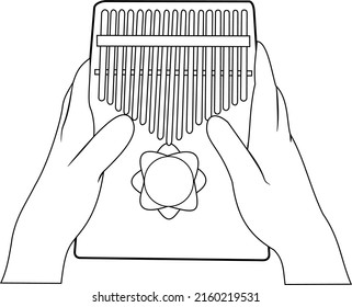 vector of kalimba musical instrument with hand, traditional musical instrument from africa