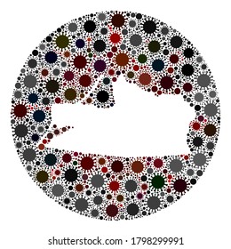 Vector Kaliningrad Region map collage of covid-2019 virus. Infection attacks the lockdown territory from out space. Stencils round Kaliningrad Region map collage created with infection icons.