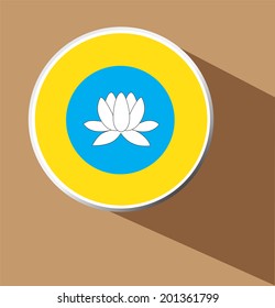 Vector - Kalmykia flag button icon with long shadow 