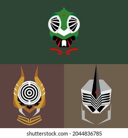 vector kamen rider head icon with a simple, minimalist but still cool and unique style