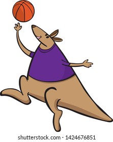 Vector kangaroo basketball sport mascot cartoon illustration. Suitable for logo and posters.