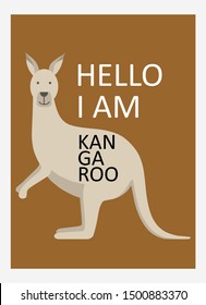
vector kangaroo in cartoon style on a brown background