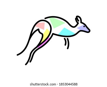 Vector kangaroo in filling shapes style
