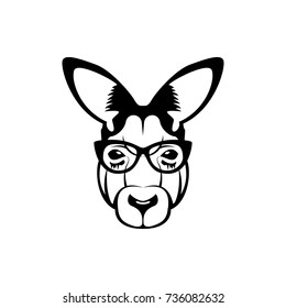 Vector kangaroo head, face  for retro hipster logos, emblems, badges, labels template and t-shirt vintage design element. Isolated on white background