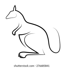 Vector Kangaroo Icon Isolated on White Background. Stylized Symbol Australian Animal.