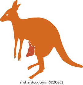Vector kangaroo, is isolated on a white background