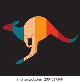 Vector kangaroo retro colors t-shirt concept