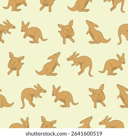 Vector Kangaroo Seamless Pattern Background for Print Fabric Surface Fashion Wrapping