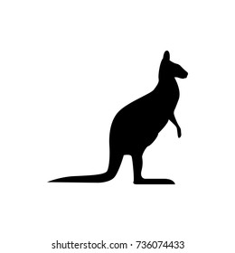 Vector kangaroo silhouette view side for retro logos, emblems, badges, labels template vintage design element. Isolated on white background