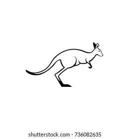 Vector kangaroo silhouette view side for retro logos, emblems, badges, labels template vintage design element. Isolated on white background