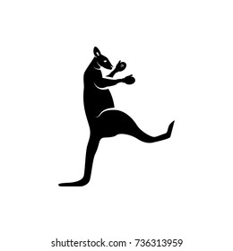 Vector kangaroo silhouette view side for retro logos, emblems, badges, labels template vintage design element. Isolated on white background