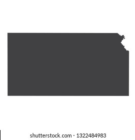 Vector Kansas Map silhouette. Isolated vector Illustration. Black on White background.