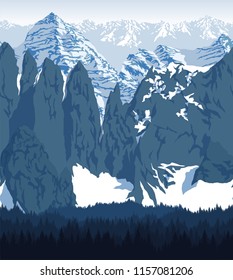 vector Karakoram or Karakorum mountains background texture seamless pattern