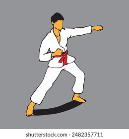 Vector karate atleta.taekwondo.entrenamiento de lucha.posturas.artes marciales