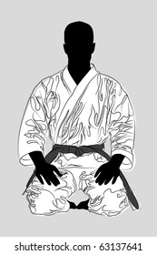 vector Karate man on gray background (illustration)