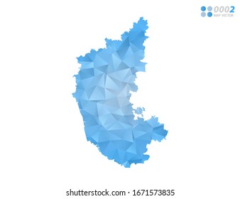 Vector Karnataka map blue polygon triangle mosaic with white background. style gradient.