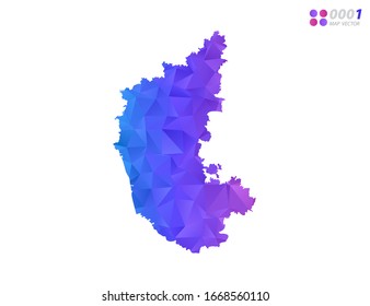 Vector Karnataka map colorful polygon triangle mosaic with white background. style gradient.