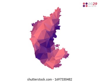 Vector de Karnataka mapa mosaico multicolor de triángulo rojo polígono con fondo blanco. degradado de estilo.