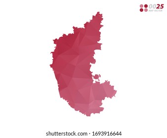 Vector of Karnataka map red polygon triangle mosaic with white background. style gradient.