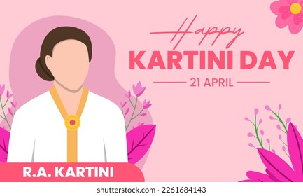 Saludo del día de Vector kartini. Kartini es una figura de la emancipación de las mujeres indonesias. Es muy apropiado dar saludos en el día de Kartini para grandes mujeres.