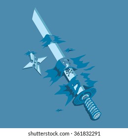 Vector Katana and shuriken