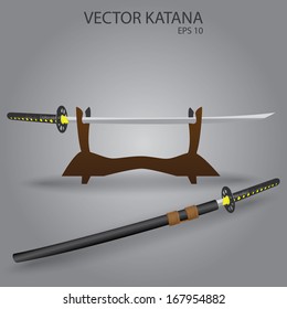 vector katana sword stand eps10