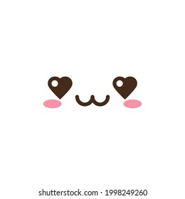 Vector kawaii anime emoji isolated icons set. Cartoon logo collection. Outline clipart drawing. Japanese manga face illustration.