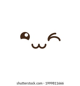 Vector kawaii anime emoji isolated icons set. Cartoon logo collection. Outline clipart drawing. Japanese manga face illustration.