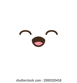 Vector kawaii anime emoji isolated icons set. Cartoon logo collection. Outline clipart drawing. Japanese manga face illustration.