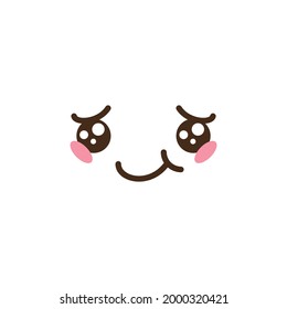 Vector kawaii anime emoji isolated icons set. Cartoon logo collection. Outline clipart drawing. Japanese manga face illustration.