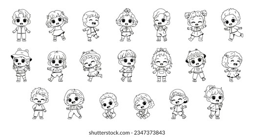 ilustración de conjunto de dibujos animados de vectores kawaii