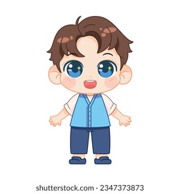 vector kawaii boy cartoon set illustration isolated