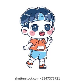 vector kawaii boy cartoon set illustration isolated