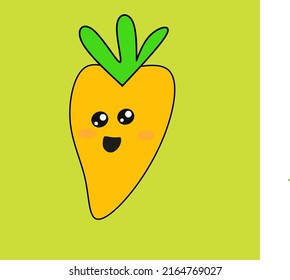 vector of kawaii carrots on green background