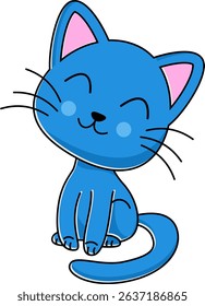 Vector Kawaii Cat Character Manga Style Mascot Japanese Ad Comic Animal Kitten Pet Sticker with Transparent Background